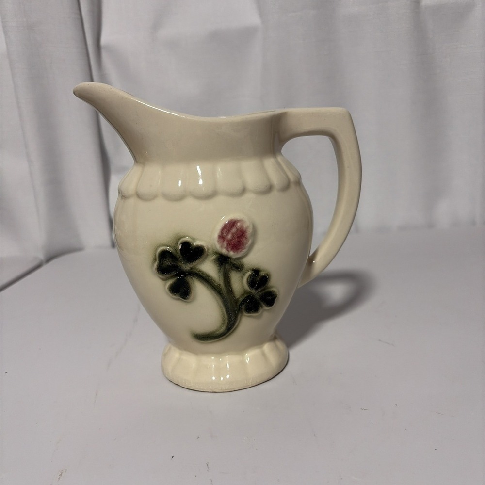 Vintage Brush McCoy Clover Table Line Refrigerator Pitcher White 1950s USA K11